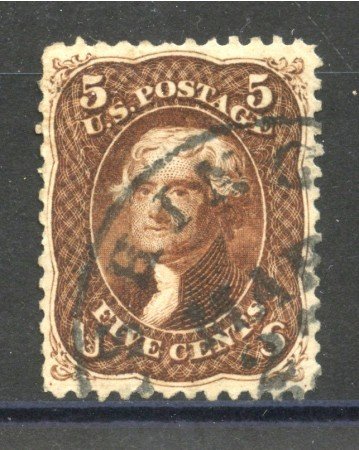 1861/62 - STATI UNITI - LOTTO/40802 - 5 Cent. BRUNO T. JEFFERSON - USATO