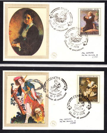 1978 - LOTTO/18595 - REPUBBLICA - ARTE ITALIANA - 2 BUSTE FDC