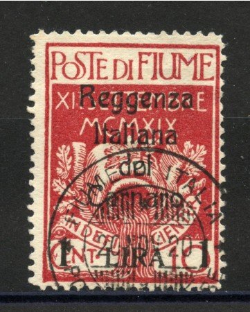 1920 - FIUME - LOTTO/39773 - 1 LIRA SU  10 cent.  CARMINIO POSTA MILITARE - USATO