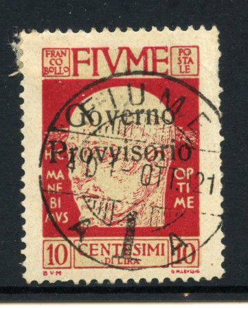 1921 - FIUME - LOTTO/43235A - 10 CENT. GOVERNO PROVVISORIO - USATO