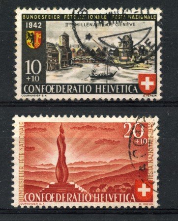 1942 - LOTTO/22299 - SVIZZERA - PRO PATRIA 2v. - USATI
