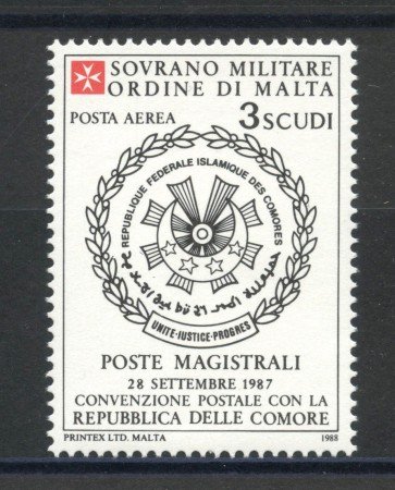 1988 - SOVRANO MILITARE DI MALTA - LOTTO/39288 - POSTA AEREA CON LE COMORE - NUOVO