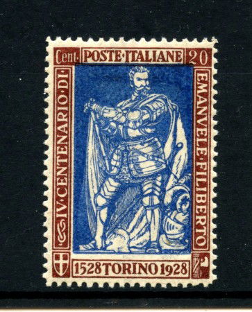 1928 - REGNO - LOTTO/43310 - 20 Cent. EMANULE FILIBERTO  DENT. 13,5 - NUOVO T/L