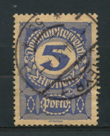 1920 - LOTTO/14284 - AUSTRIA - SEGNATASSE 5k. CARTA GRIGIA - USATO
