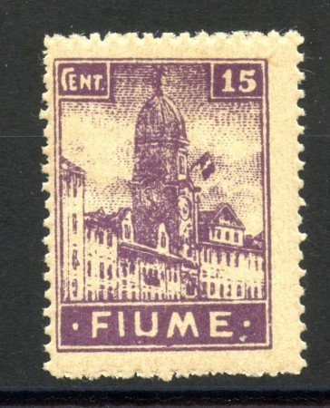 1919 - FIUME - LOTTO/40166 - 15 CENT. CARTA GRIGIA OPACA - NUOVO