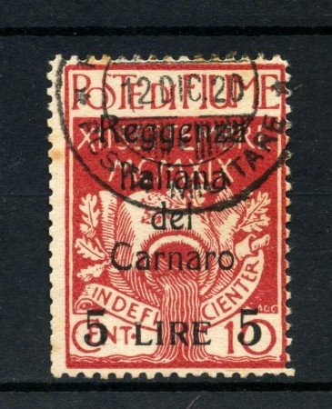 1920 - FIUME - 5 LIRE SU 10 CENT. REGGENZA DEL CARNARO - USATO - LOTTO/2189