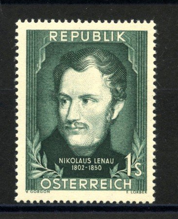 1952 - AUSTRIA - NIKOLAUS LENAU - NUOVO - LOTTO/34095