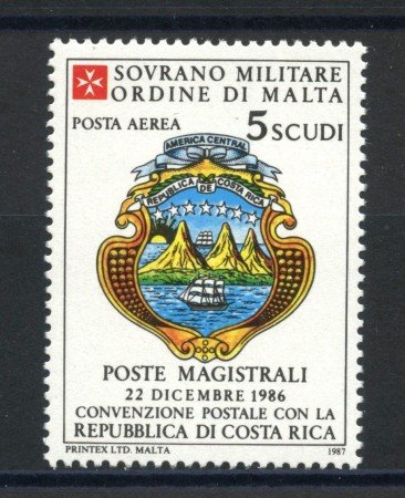 1987 - LOTTO/39273 - SMOM - P/A CONVENZIONE COSTA RICA 1v.- NUOVO