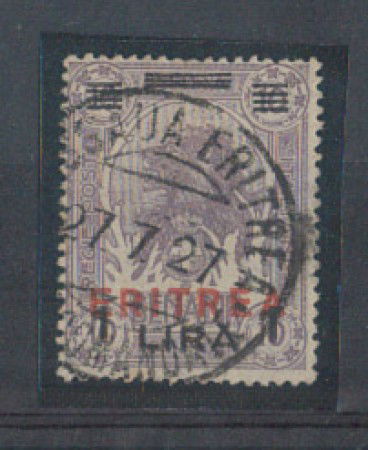 1924 - LOTTO/ERIT86UA - ERITREA -  1 LIRA SU 10 ANNA  LILLA - USATO
