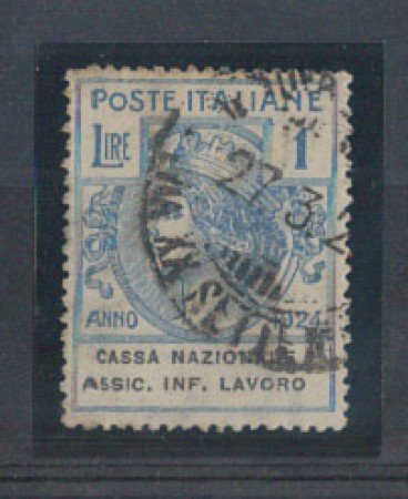 1924 - LOTTO/REGSS22U - REGNO - 1 LIRA  CASSA NAZ. ASSIC. INFORT