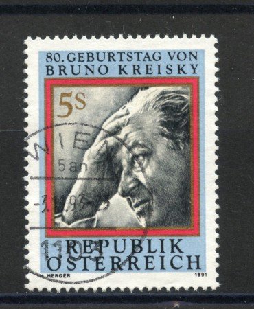 1991 - AUSTRIA - BRUNO KREISKY - USATO - LOTTO/39620