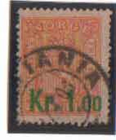 1905 - LOTTO/NORV60U - NORVEGIA - 1K. su 2S. ARANCIO - USATO