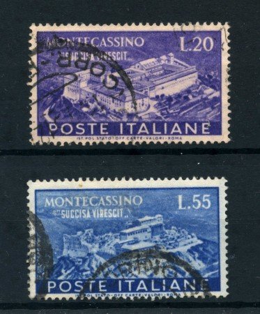 1951 - REPUBBLICA - ABBAZIA DI MONTECASSINO 2v. - USATI - LOTTO/25266