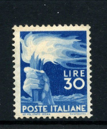 1945 - REPUBBLICA - LOTTO/43331 - 30 LIRE AZZURRO DEMOCRATICA - LINGUELLATO