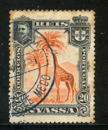1901 - NYASSA ( MOZAMBICO) - 20r. ROSSO ARANCIO GIRAFFA - USATO - LOTTO/29117