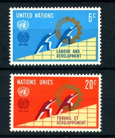 1969 - LOTTO/21390 - ONU U.S.A. - ORGANIZZAZIONE DEL LAVORO  2v. - NUOVI