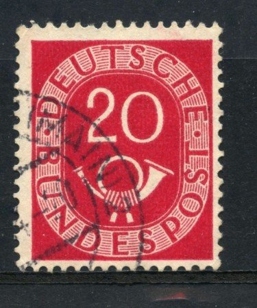 1951 - GERMANIA - 20p. ROSSO CORNO DI POSTA - USATO - LOTTO/30768