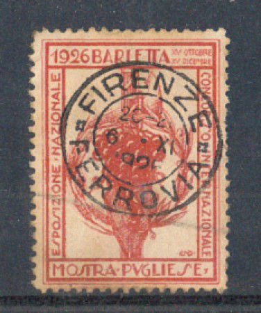 ITALIA - 1926 -  LOTTO/3933 -  MOSTRA DI BARLETTA CON ANNULLO