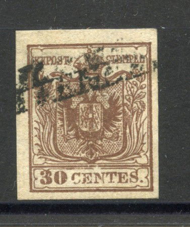 1851 - LOMBARDO VENETO - LOTTO/40470 - 30 CENTESIMI BRUNO - CARTA A COSTE - USATO 