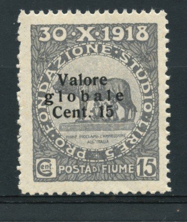 1919 - LOTTO/14885 - FIUME - 15c. ARDESIA VALORE GLOBALE - NUOVO