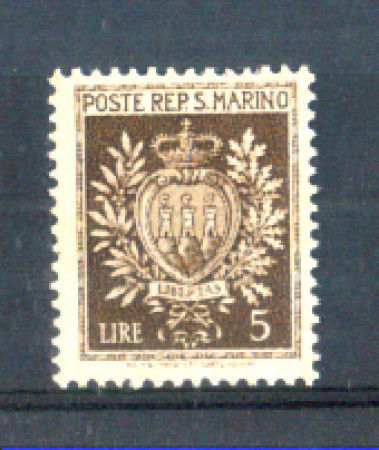 1945 - LOTTO/RSM289L - SAN MARINO - 5 LIRE STEMMI LING.