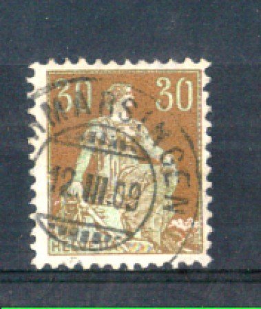 1908 - LOTTO/SVI121U - SVIZZERA - 30c. BISTRO E VERDE - USATO