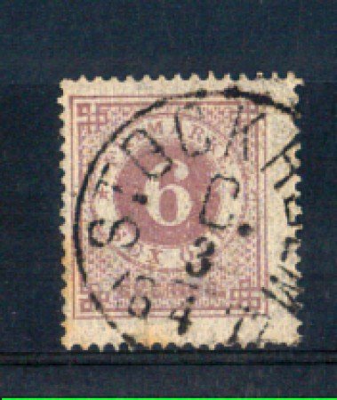 1872 - LBF/2802 - SVEZIA - 6  ORE VIOLETTO - USATO