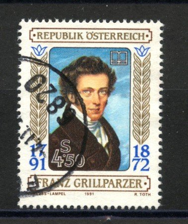 1991 - AUSTRIA - FRANZ GRILLPARZER - USATO - LOTTO/39618
