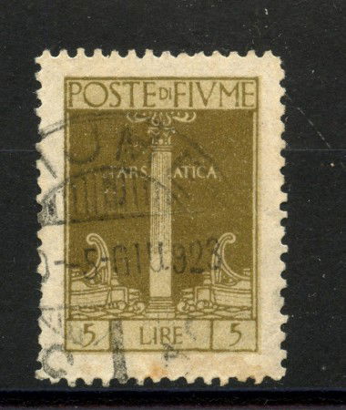 1923 - FIUME - LOTTO/41750 - 5 LIRE S. VITO - USATO