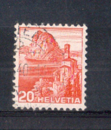 1938 - LOTTO/SVI312AU - SVIZZERA - 20c. CHIESA DI CASTAGNOLA CARTA  GOFFRATA - USATO