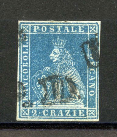 1851/52 - TOSCANA - LOTTO/40277 - 2 CRAZIE AZZURRO CHIARO SU GRIGIO - USATO