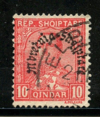 1928 - ALBANIA - 10q. ROSSO  ZOGOU SOPRASTAMPATO - USATO - LOTTO/29634