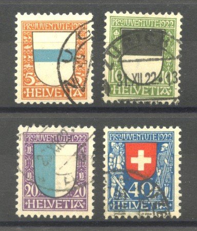 1922 - SVIZZERA - LOTTO/40660 - PRO JUVENTUTE 4v. - USATI