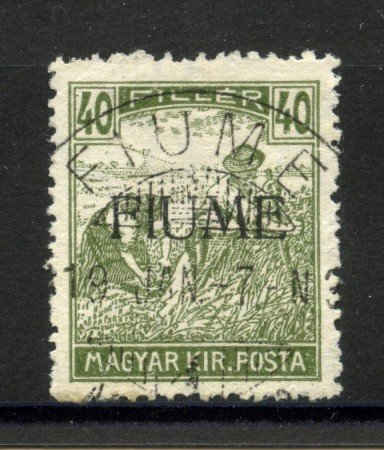 1918 - FIUME - LOTTO/40960 - 40 FILLER VERDE OLIVA - USATO