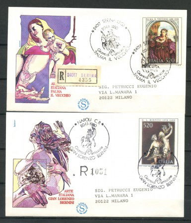 1980 - REPUBBLICA - ARTE ITALIANA - 2 FDC FILAGRANO VIAGGIATE - LOTTO/27413