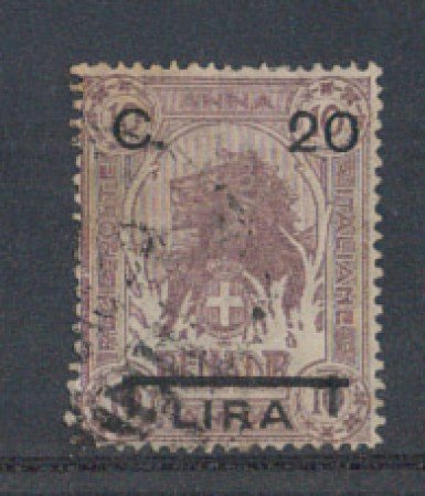 SOMALIA - 1916 - LOTTO/4148B - 20c. SU 1 LIRA SU 1 ANNA - USATO