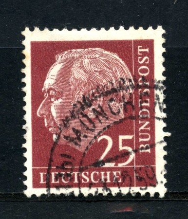 1954 - GERMANIA FEDERALE - 25 p. PRESIDENTE HEUSS - USATO - LOTTO/30784u