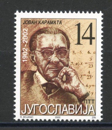 2002 - JUGOSLAVIA - JOVAN KARAMATA - NUOVO - LOTTO/35566