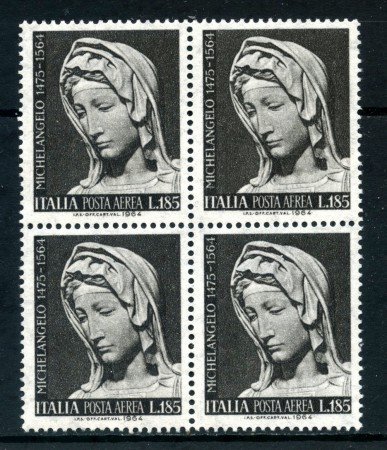 1964 - REPUBBLICA - MICHELANGELO POSTA AEREA - QUARTINA NUOVI - LOTTO/27174
