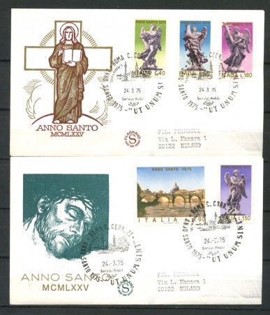 1975 - REPUBBLICA - ANNO SANTO - 2 FDC FILAGRANO VIAGGIATE - LOTTO/27478