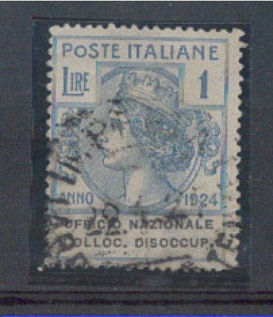 1924 - LOTTO/REGSS67U - REGNO - 1 LIRA UFF. COLL. DISOCCUPATI - 