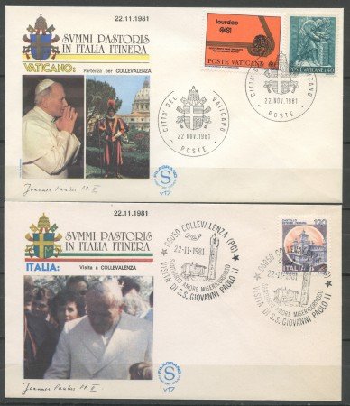 1981 - ITALIA - COLLE VALENZA - VISITA DI S.S. GIOVANNI PAOLO II° - 2 BUSTE - LOTTO/31165
