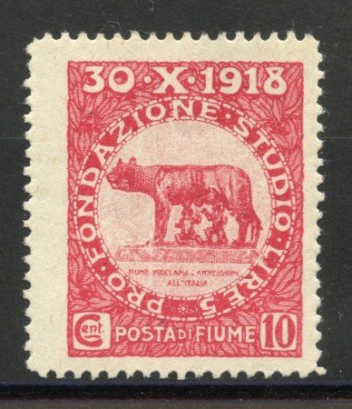 1919 - FIUME - LOTTO/39874 - 10+5c. ROSSO PLEBISCITO - T/L