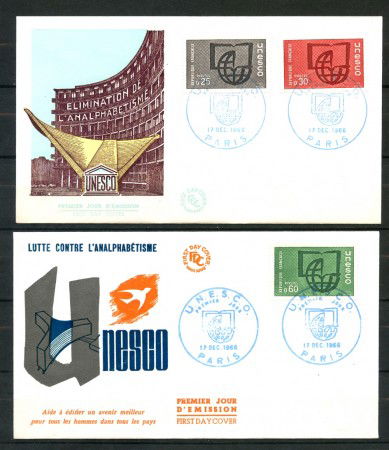 1966 - FRANCIA - SERVIZIO UNESCO - 2 BUSTE FDC - LOTTO/25882