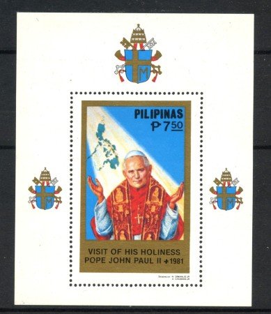 1981 - FILIPPINE - LOTTO/38649 - VISITA DI PAPA GIOVANNI PAOLO II° - FOGLIETTO NUOVO