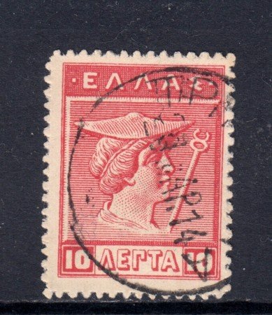 1912/22 - GRECIA - 10 l. ROSSO MERCURIO - USATO - LOTTO/32325