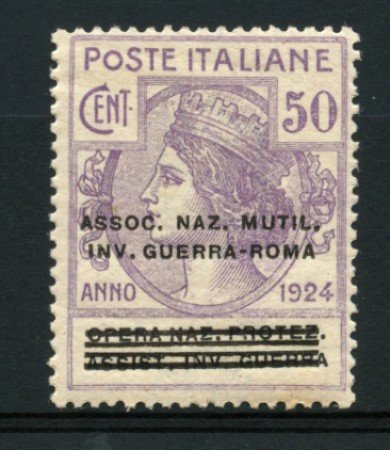 1924 - LOTTO/11754 - REGNO - 50c. ASSOC.NAZ.MUTIL.INVALIDI - LING.