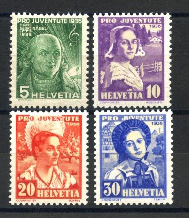 1936 - LOTTO/39358 - SVIZZERA - PRO JUVENTUTE 4v. - NUOVI