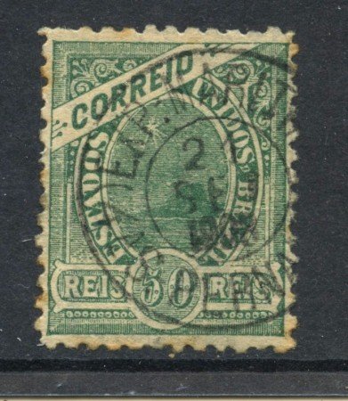 1905 - BRASILE - 50r. VERDE CON FILIGRANA - USATO - LOTTO/28837
