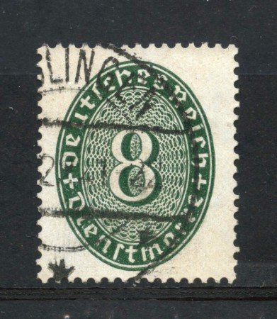 1927/28 - GERMANIA REICH SERVIZI - 8p. VERDE CIFRA IN OVALE - USATO - LOTTO/29278